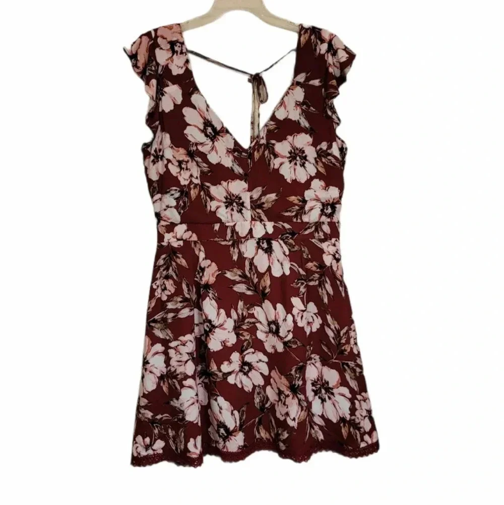 Jack by BB Dakota burgundy flower moves mini dress - Picture 3 of 6